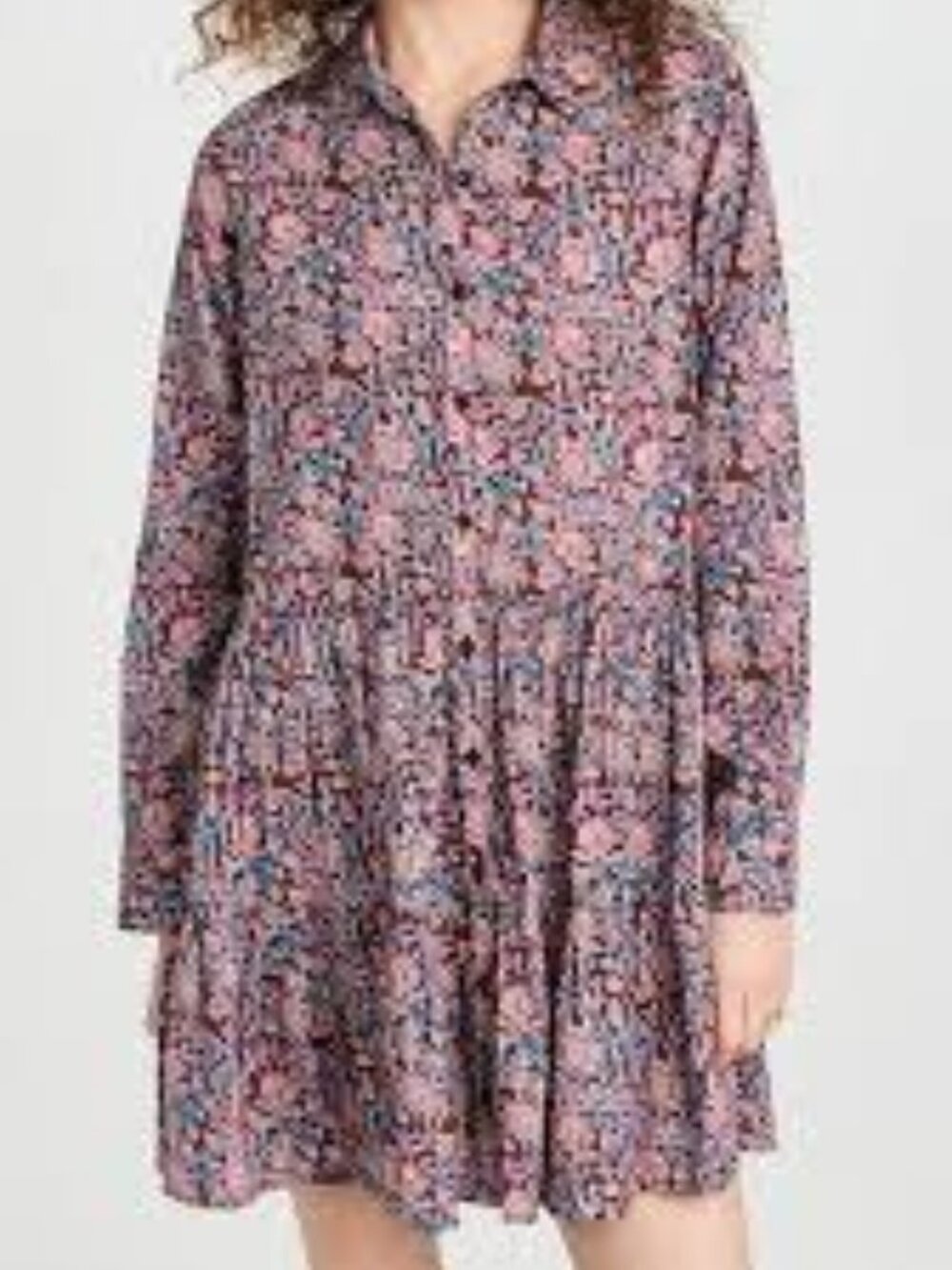Apiece Apart Anna Shirtdress  long sleeve button up  floral  mini size Small